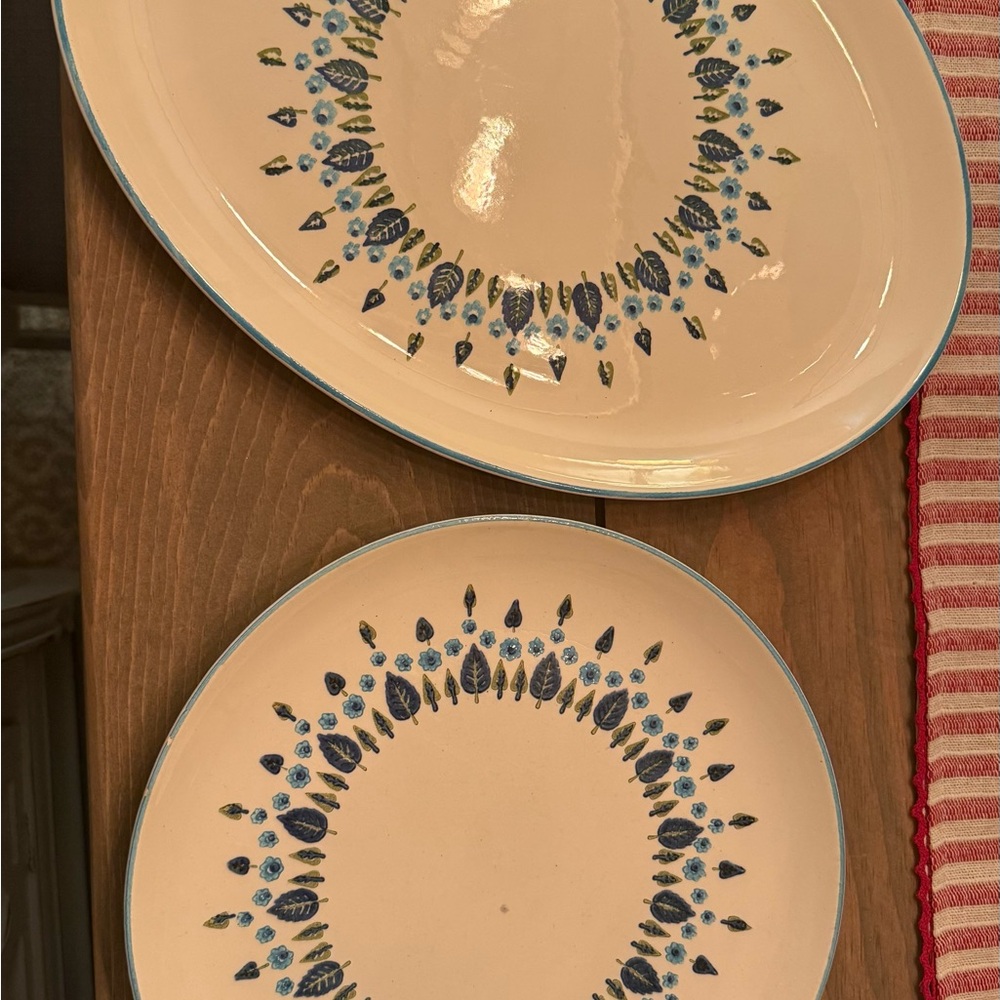 Vintage Marcrest Swiss Alpine Chalet stoneware plate and platter